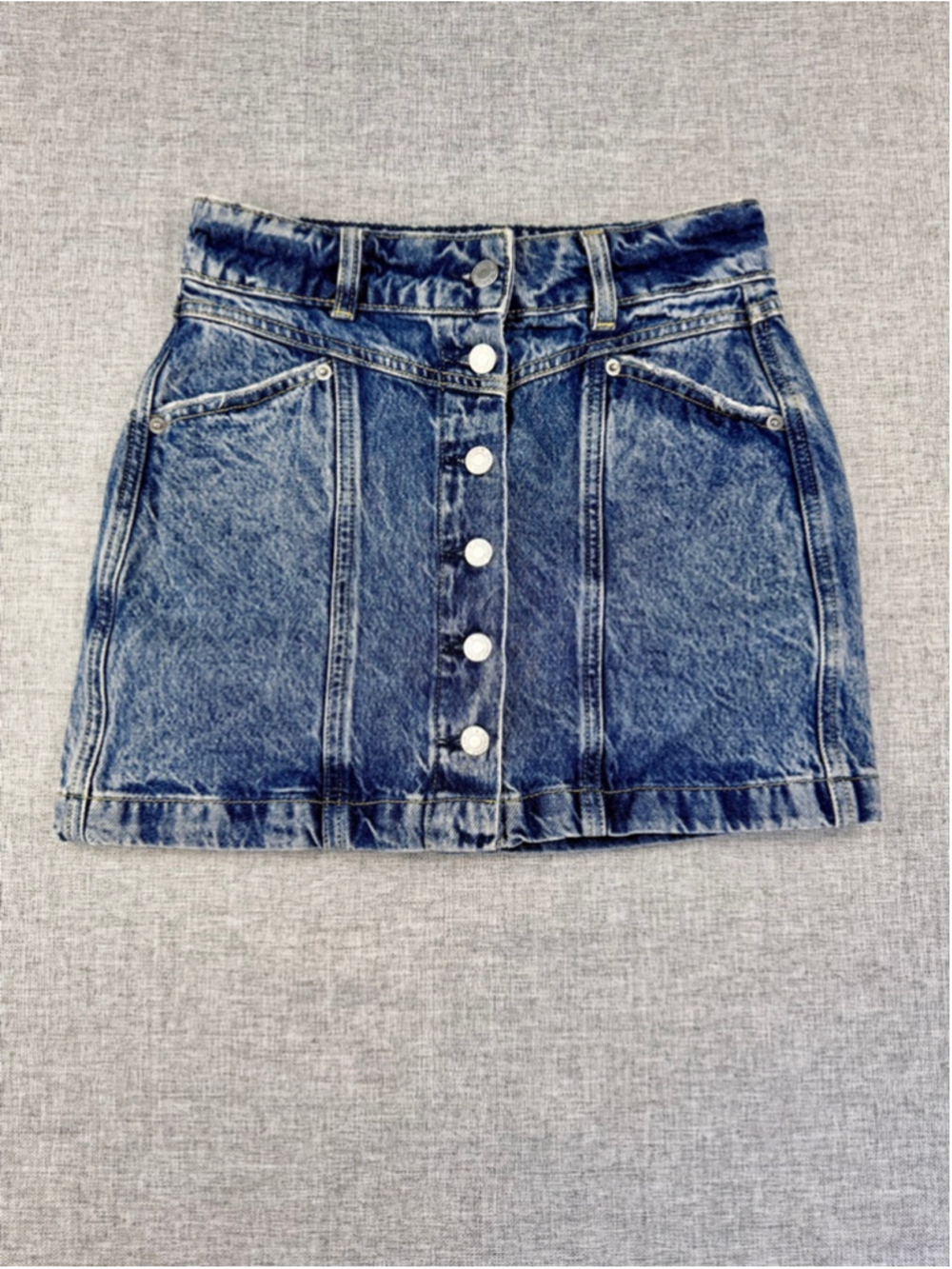 Arizona Jean Co Y2K Aesthetic Vintage 2000s Acid Wash Button Front Mini Skirt 1